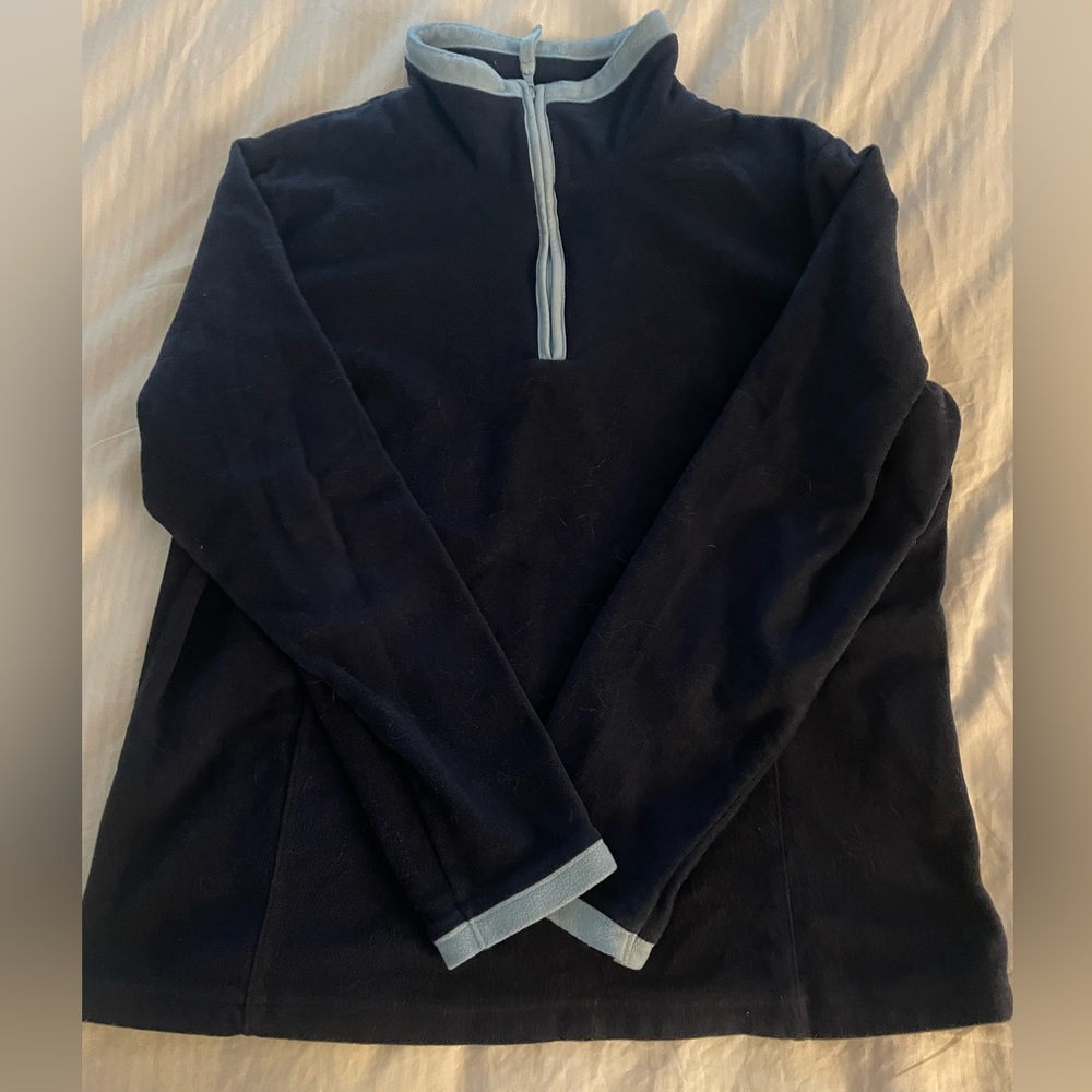 SB Active Navy Blue Fleece Pullover 1/4 Zip Sweater Sweatshirt Lightweight